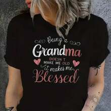 Womens Grandma Graphic T Shirt Being A Grandma   Old It Doesnt   Design With   Swirls Casual Short Sleeve Crew Neck Tee Soft Polyester Blend For Casual Attire Grandma Gifts - 黑色 - 查看 1