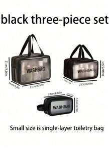 3pcs/Set Summer Travel Double Layer Makeup Bag, Large Capacity PVC Toiletry Bag, Multi-Function Luggage Bag, Makeup Brush Organizer, Hanging Toiletry Bag, Cosmetic Storage Bag, Data Bag, Luggage Bag Suitable For Lipstick, Makeup Brushes, Makeup Pens, Eyeshadow, Mirror, Eyeliner, Lip Gloss, Skincare, Toothbrush, Toothbrush Cup, Soap, Shampoo, Comb, Watch, Phone, Necklace, Jewelry, Digital Products Storage