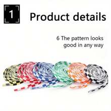 1 Pair Checkerboard Bicolor Flat Polyester Shoelaces, Suitable For Canvas Shoes & Flats, Sneakers, Casual Shoes,White Shoes Women Men Shoes - Multicolor - View 8