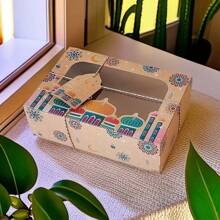 12 piezas Cajas de regalo de papel artesanal con diseño islámico y ventana, embalaje de caramelos Ramadán Mubarak, temática de alpaca, adecuado para bodas, cumpleaños, fiestas, varios componentes incluidos - Amarillo - Ver 9