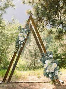 2Pcs Artificial Peony Flower Swag, Wedding Arch Floral Garland With Eucalyptus Leaves Silk Floral Swag For Wall Home Entryway Outdoor Ceremony Party Reception Entrance Welcome Easel Door Decor - White - View 7