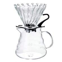 Cafetera de goteo de vidrio premium 02 con asa - Portátil, filtro cónico reutilizable para un sabor talla grande rico, apta para café, capuchino, latte en casa, oficina y viajes de vuelta a la escuela