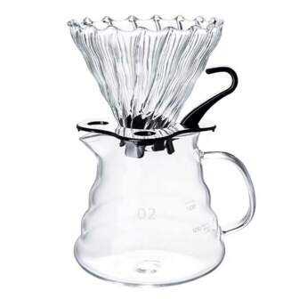 Cafetera de goteo de vidrio premium 02 con asa - Portátil, filtro cónico reutilizable para un sabor talla grande rico, apta para café, capuchino, latte en casa, oficina y viajes de vuelta a la escuela