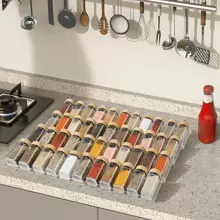 Juego de 4 piezas de estante para especias de gabinete y de mesa, 4 hojas de estante de almacenamiento de condimentos de acrílico, estante organizador de cajón de mesa de varios niveles de bricolaje, estantes de acrílico transparente de 3 mm de grosor, ideal para viajar al sol - Multicolor - Ver 10