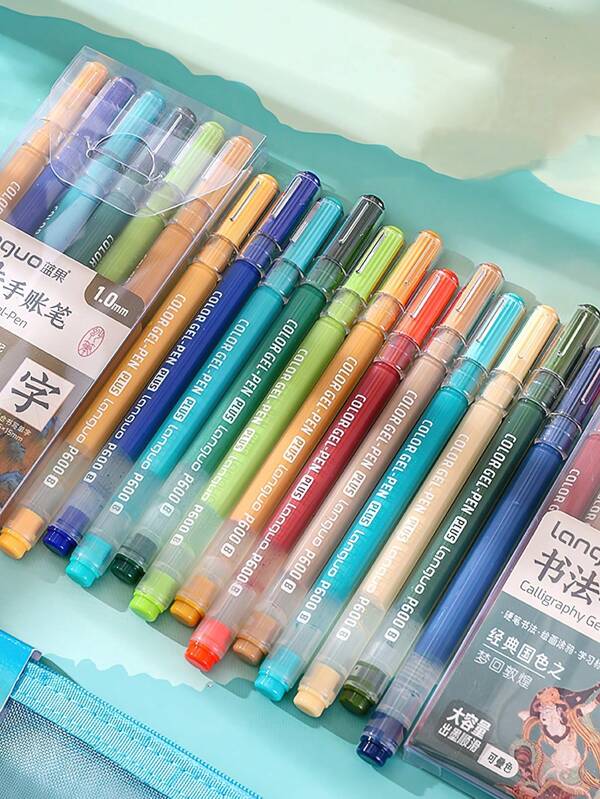 Set de 6 bolígrafos de gel de punta gruesa de 1.0mm para caligrafía, dibujo, pintura y marcaje, de colores, para la escuela