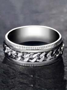 2 Stück/Set Mode geprägte Design Ringe (Kettenringe können in der Mitte rotieren)