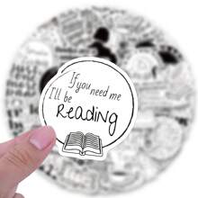 60PCS Black Bookish Stickers Vinyl Aesthetics Stickers Scrapbooking, Diary, Bumper, Skateboard, Water Bottle, Cartoon, Hard Hat, Car Stickers And Decals