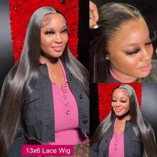 bling hair Straight 13x4 13X6 HD Lace Front Human Hair Wigs For Women Brazilian 30 36 Inch Transparent Lace Frontal Wig 4x4 Closure Wig - 自然色&黑色系 - 查看 5