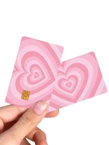 2pcs/3pcs/4pcs Floral & Heart/Bow Painting Pattern PVC Stickers, Cute Landscape Debit/Credit Card Protector Skin, Creative Art Card Decals,Back To School,School Supplies - Multicolor - View 8