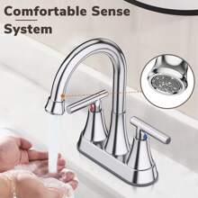 THE Bathroom Faucets 4 Inch Matte Black Bathroom Sink Faucet, Stainless Steel Lead-Free 2-Handle Centerset Faucet With Pop-Up Drain And 2 Supply Hoses Fits 2 Or 3-Hole Sink