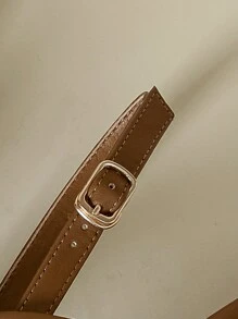 女士厚底单带搭扣凉鞋，撞色纽扣装饰，波西米亚风格，复古编织露趾，舒适厚底，适合海滩，2026春夏/秋季，棕色运动休闲交叉罗马凉鞋，加大码41-43 - 棕色 - 查看 8