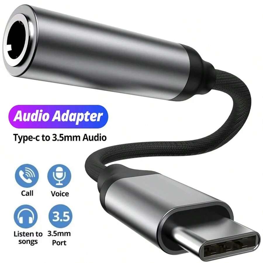 1条USB-C转3.5mm音频适配器线,兼容 17 Pro Max/17 Pro/17/Air/16/15系列 - 黑色 - 查看 1