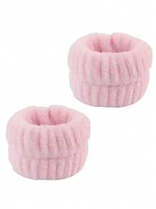 SHEIN X Milania 3Pcs/Set Spa Facial Headbands, 1pc Solid Color Bath Headband & 2pcs Bath Wrist Band, Creative Polyester Facial Makeup Headband & Wrist Wash Band Set For Bathroom