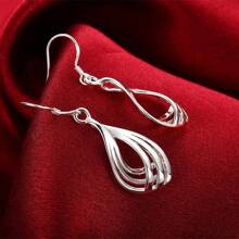925 Sterling Silver Plated Multilayer Torsion Earrings For Women Charm Wedding Party Fashion Jewelry