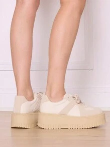 女士休闲鞋，日常简约时尚 - 米色 - 查看 5