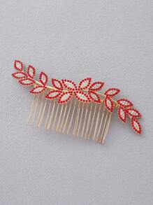 1pc Minimalist Bridal Hair Comb, Wavy Crystal Alloy Leaf Design Multi-Tooth Hair Accessory For Wedding, Party, Valentine's Day, Prom, Bridal Gown Decor - Silver - View 5