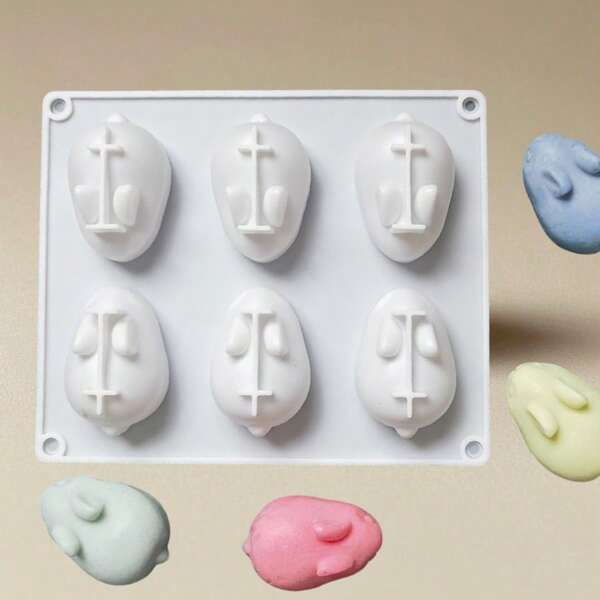 3D Easter Bunny Silicone Mold, For Baking Rabbit Shaped Mousse Cake, French Desserts, Chocolate, Pastry, Pudding, Jelly, Cake Decorating Mold, Bunny Shape (6 Cavities)