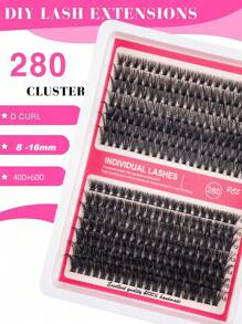 280PCS Dramatic D-Curl 8-16MM30D/40D/60D/80D/100D Mix DIY Lash Extension Kit Set DIY Bottom Lashes Eyelashes Book Big Volume Soft Individual Cluster Lashes Create A Fluffy Natural Wispy Y2k Butterfly Elements Pink Base Card Look At Home Long Lasting
