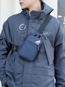 新款男士胸包/单肩包/斜挎包时尚防水皮革薄膜包黑色/蓝色背包多功能户外运动手机包零钱包适合男朋友和爸爸的必备物品，圣诞礼物背包 - 彩色 - 查看 7