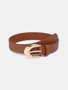 1pc Solid Color Casual PU (Polyurethane) Decorative Belt For Women, Suitable For Everyday Wear - A - View 5