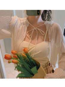 1 chiếc áo choàng bằng vải chiffon nhẹ cho nữ, áo khoác cardigan thường ngày mùa hè, hoàn hảo để mặc như trang phục mặc ngoài - Xem 5