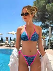 2 peças autoconfiante 2025 sexy tiras estilo UE&EUA mais vendido conjunto de biquíni, estampa floral top sem alças roupa de banho separada, macio e lisonjeiro para praia, piscina, festa, resort