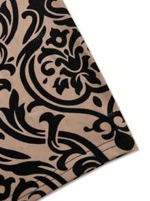 European & American Retro Print High-End Sleeveless Mock Neck Slim Fit Mid-Calf Bodycon Dress