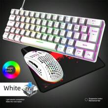 T60 Keyboard And Mouse Set, 62-Key Mechanical Keyboard With RGB Backlight, Suitable For Laptops & Tablets, Gaming Keyboard And Mouse Combo - Multicolor - View 4