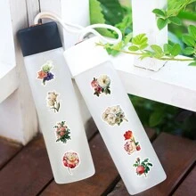 50PCS Retro Flowers Stickers Vinyl Aesthetics Stickers Scrapbooking, Diary, Bumper, Skateboard, Water Bottle, Cartoon, Hard Hat, Car Stickers And Decals