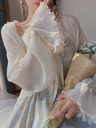 1pc Women Chiffon Cape Shawl Lightweight Summer Casual Cardigan, Perfect As Dress Outerwear