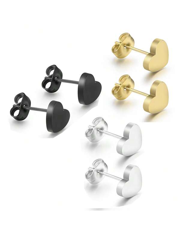 1 Pair Minimalist Heart Stud Earrings For Women, Stylish & Versatile Accessory, Great Gift Idea For Everyday Wear, Spring