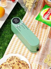 1pc Portable Vacuum Sealer Machine, USB Rechargeable Food Vacuum Sealer With LED Display, Multi-Function Food Preservation System, Includes Snack Bag Sealing, Suction And Inflation, ABS Material, No Assembly Required, 1200mAh Battery Powered, Ideal Mother's Day/Valentine's Day Gift