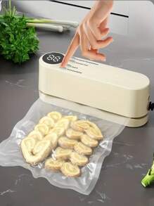 1pc Portable Vacuum Sealer Machine, USB Rechargeable Food Vacuum Sealer With LED Display, Multi-Function Food Preservation System, Includes Snack Bag Sealing, Suction And Inflation, ABS Material, No Assembly Required, 1200mAh Battery Powered, Ideal Mother's Day/Valentine's Day Gift