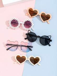 5 件/1 件儿童小熊形时尚眼镜，适合夏季佩戴，非常适合日常佩戴。 - 彩色 - 查看 2