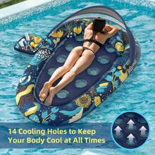 Sunikko X 3-In-1 Pool Floats Lounge, Inflatable Pool Floats For Adults With Canopy And Cup Holder - Blue - View 5