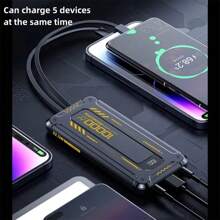 Mini Power Bank 3 en 1 10000 mAh con linterna LED y 3 Cables - Negro - Ver 6