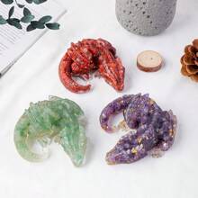 1 pieza Estatua de piedra de cristal natural Wolong, figura decorativa de dragón de Reiki, amuleto de Feng Shui para decoración del hogar y la oficina
