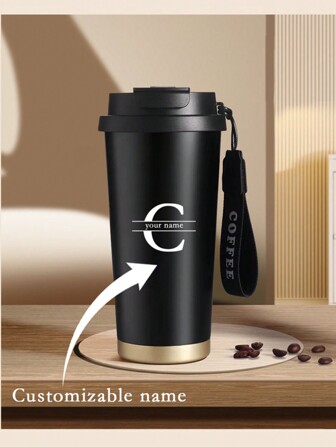 1pc Stainless Steel Portable Coffee Mug, Keeps Warm Or Cold, Capacity 500ml, Suitable For Men And Women Carry-On Water Bottle, Suitable For Gift Giving, Customized Gift,Christmas Gift