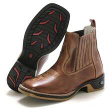 Men's Jump Country Square Toe Texan Short Shaft Embroidered Cowboy Riding Livestock Boot - Rust Brown - View 3