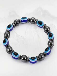 1pc Elastic Blue Evil Eye Charm Bracelet, Suitable For Daily Wear - Blue - View 6