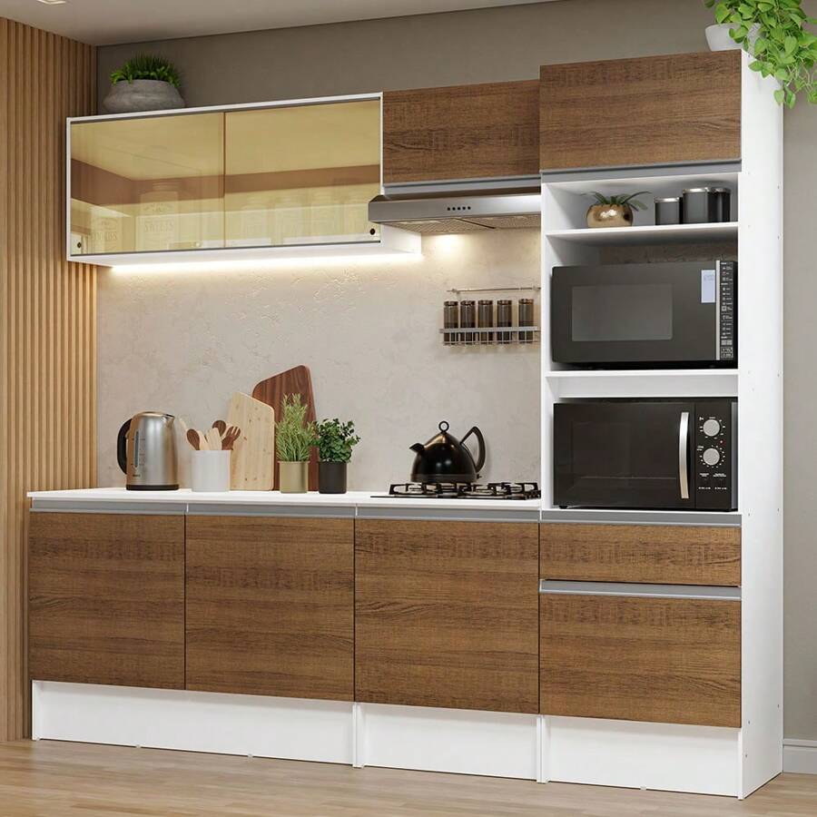 Cocina Integral Completa Modular Madesa Diamante 240cm Color Blanco/marrón