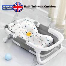 Portable Foldable Baby Bath Tub With Temperature Indicator And Cushion Bath Pad Grey - Grey - View 4