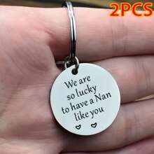 2 件我们很幸运有像你这样的奶奶钥匙扣可爱心形不锈钢钥匙链环生日圣诞节礼物送给祖母万圣节