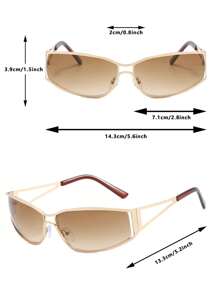 Retro Y2K Hollow Chic Fashion Glasses For Women, 2025 New Style For Summer Beach Vacation,Outdoor,Travel Shades Street Y2k Style Oversized Wrap Frame For Music Festival Preppy Style For Back To School