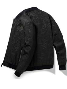 Men's Casual Baseball Collar Jacket, Spring And Autumn Outerwear - Black - View 4
