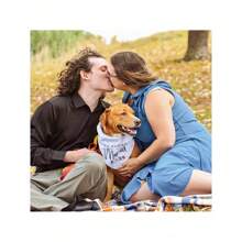 Personalized Dog Head Scarf, Pet Cat Scarf, Wedding Engagement Ceremony Announcement Decoration Bride Groom Gift Photo Prop, Christmas - White - View 3