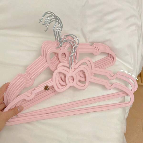 10pcs Girly Pink Butterfly Shaped Plastic Hangers, Creative Student Dorm Clothes Drying Rack, Cute Anti-Slip Clothes Rack,Spring,Minimalist,Summer Tops