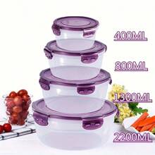 Set da 4 pezzi di contenitori per alimenti sigillati e freschi - alta capacità, in plastica, impilabili, organizer per cucina salvaspazio per frutta, verdura, carne, uova e ravioli, con misure separate da piccolo, medio, grande e extra-large per fornire più opzioni