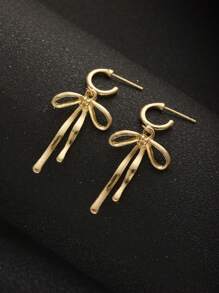 1 Pair Fashion Elegant New Classic Bow Knot Minimalist Everyday Versatile Cute Earrings, European And American Style