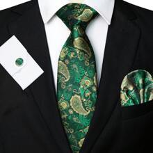 1 Set/2 Sets/3 Sets/4 Sets/5 Sets Men's Paisley Patterned Necktie, Tree Of Life Patterned Silk Satin Tie, Silver Tie Clip, Pocket Square, Cufflinks And Lapel Pin Assorted Set, Suitable As Gifts For Men, Perfect For Father's Day, Anniversary, Birthday Etc. The Classic Paisley Pattern Complements Tuxedo & Suit Perfectly, Making You Stand Out In Any Occasion Such As Ball, Wedding, Banquet, Ceremony, Formal Meeting, Casual Party, And Important Moments.
